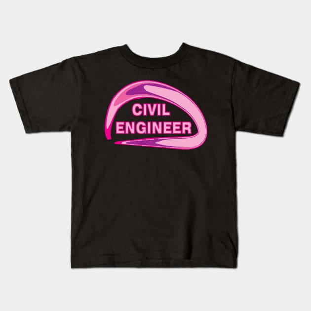 Pink Civil Engineer Kids T-Shirt by Barthol Graphics